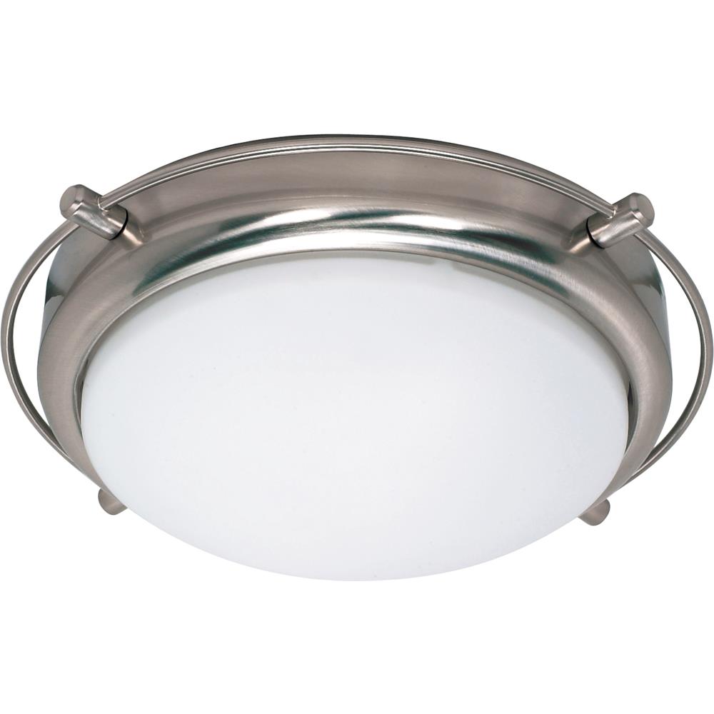 Nuvo Lighting 60/608  Polaris - 2 Light - 14" - Flush Mount with Satin Frosted Glass Shades in Brushed Nickel Finish
